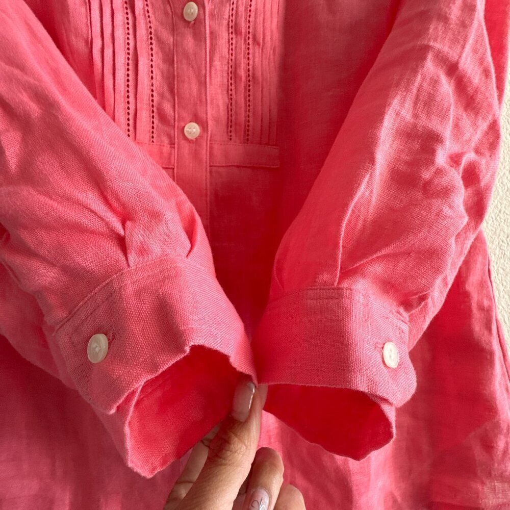 Charter Club Linen Luxury Pink Salmon Small Top Blouse - Picture 4 of 8
